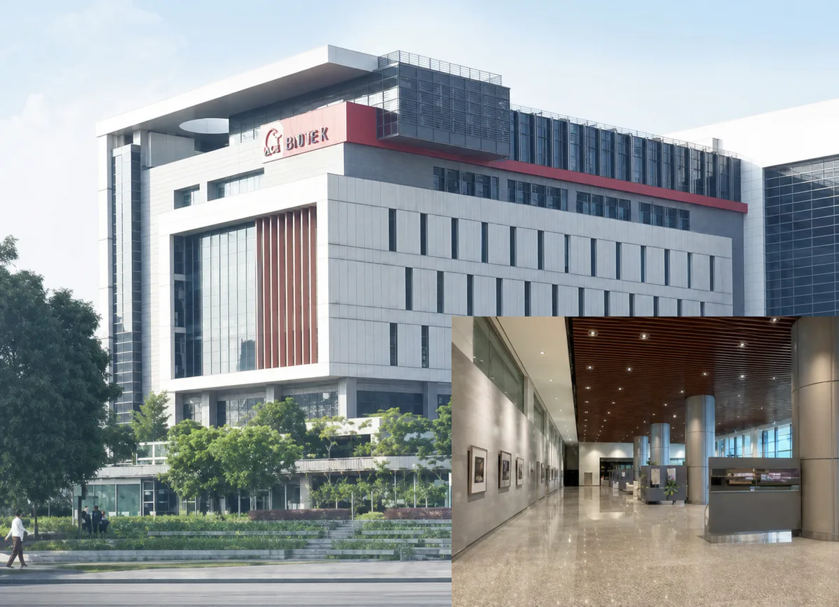 Exterior and entrance hall of the ACE Biotek venue